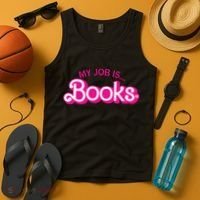 My Job Is Books Retro Pink Style Reading Books Tank Top thumb 4