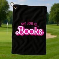 My Job Is Books Retro Pink Style Reading Books Golf Towel thumb 1