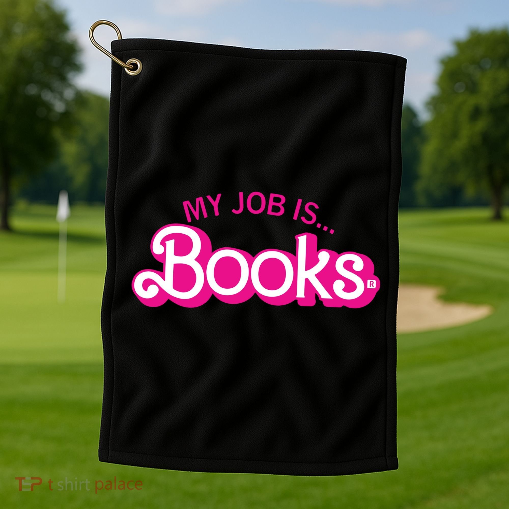 My Job Is Books Retro Pink Style Reading Books Golf Towel