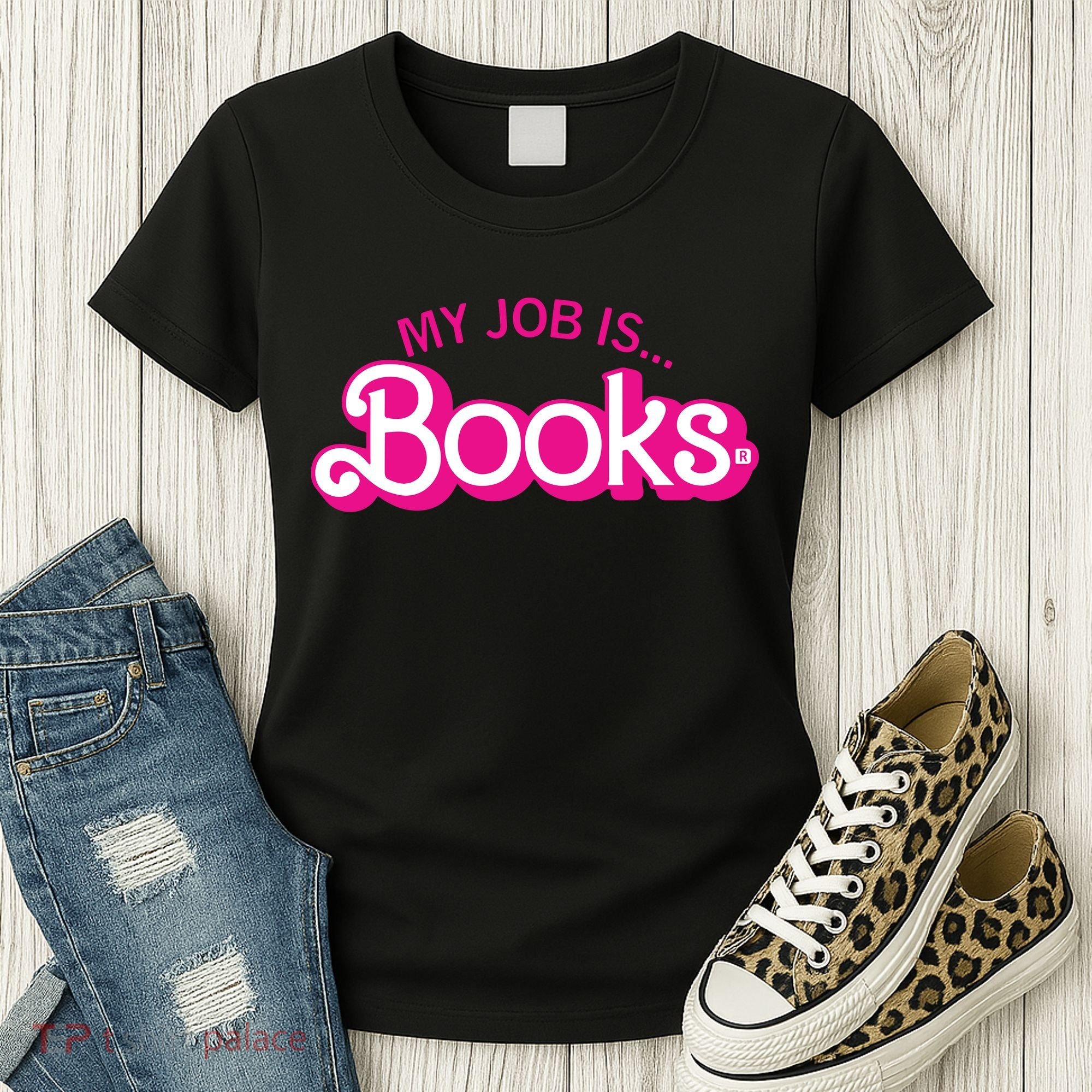 My Job Is Books Retro Pink Style Reading Books Women's T-Shirt