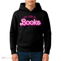 My Job Is Books Retro Pink Style Reading Books Kids Hoodie thumb 4