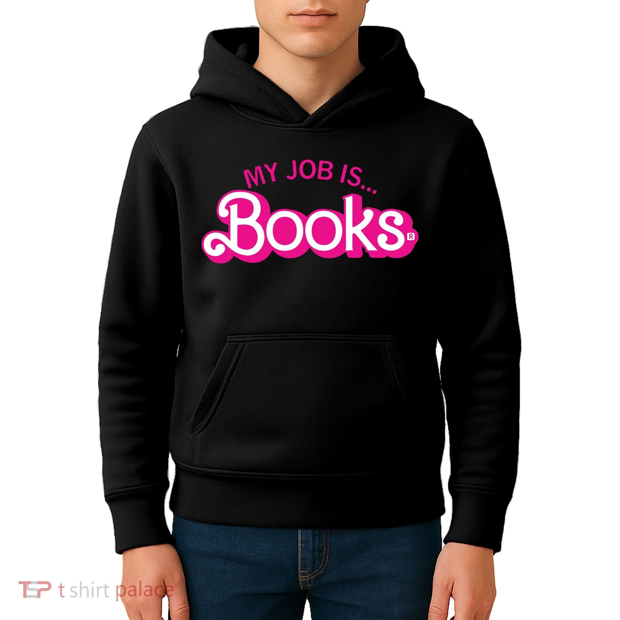 My Job Is Books Retro Pink Style Reading Books Kids Hoodie