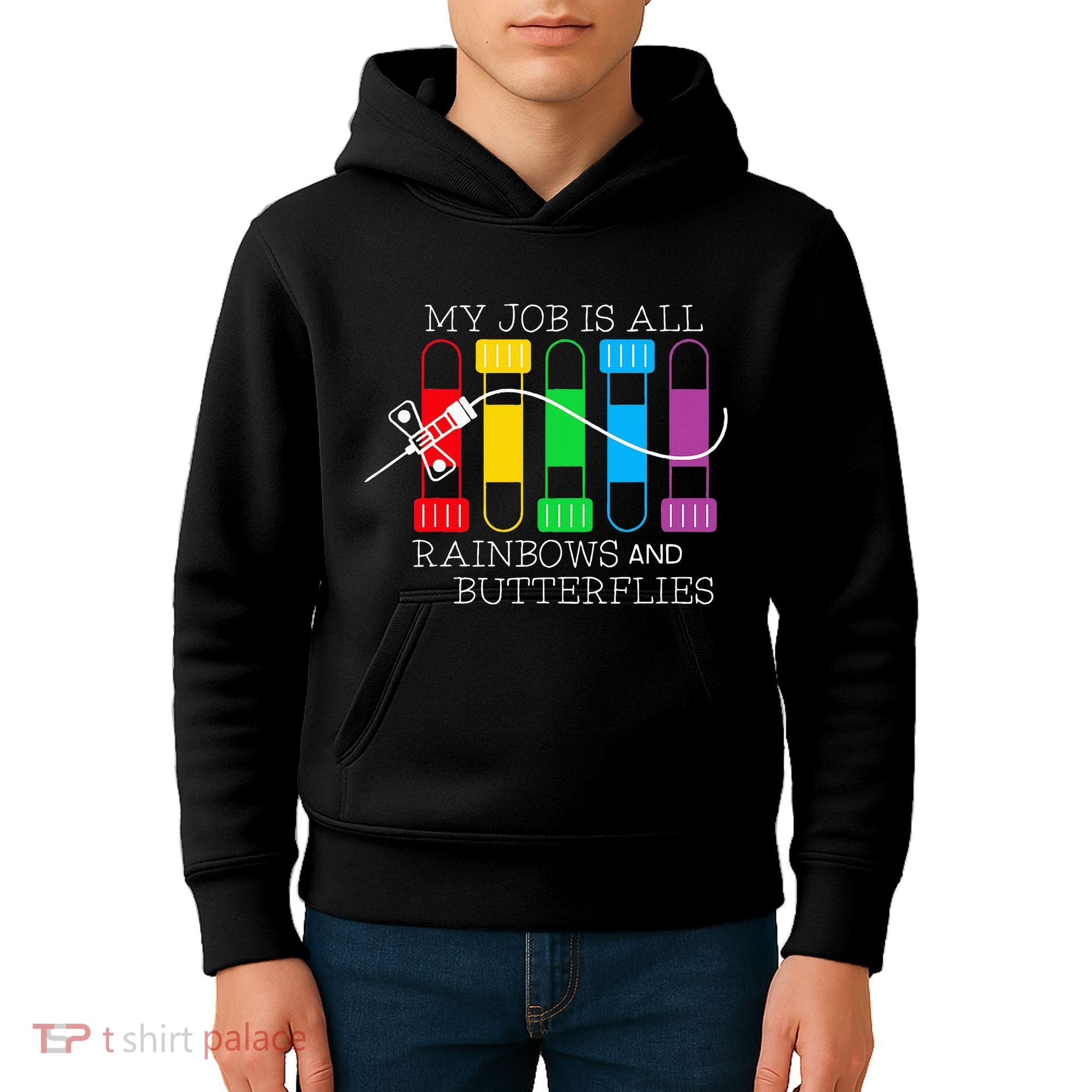 My Job Is All Rainbows & Butterflies Lab Tech Phlebotomist Kids Hoodie