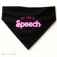 My Job Is Speech Therapist SLP Retro Pink Style Speech Gift USA-Made Doggie Bandana thumb 0