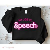 My Job Is Speech Therapist SLP Retro Pink Style Speech Gift Sweatshirt thumb 2