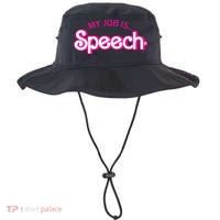 My Job Is Speech Therapist SLP Retro Pink Style Speech Gift Bucket Hat thumb 0