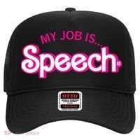 My Job Is Speech Therapist SLP Retro Pink Style Speech Gift Hat thumb 0