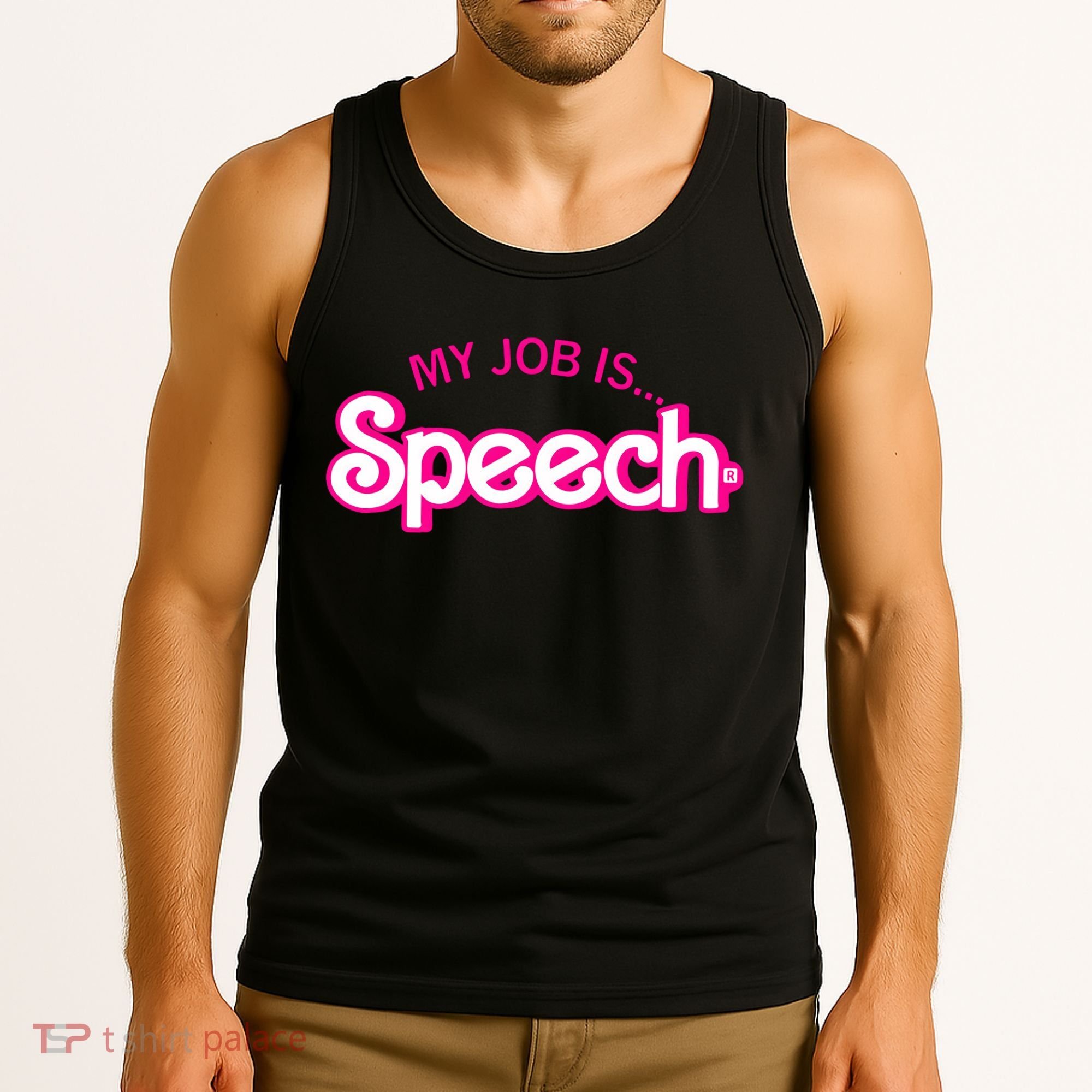 My Job Is Speech Therapist SLP Retro Pink Style Speech Gift Tank Top