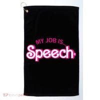 My Job Is Speech Therapist SLP Retro Pink Style Speech Gift Golf Towel thumb 0
