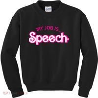 My Job Is Speech Therapist SLP Retro Pink Style Speech Gift Kids Sweatshirt thumb 0