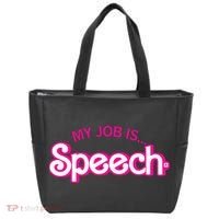 My Job Is Speech Therapist SLP Retro Pink Style Speech Gift Tote Bag thumb 0