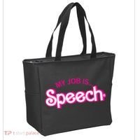 My Job Is Speech Therapist SLP Retro Pink Style Speech Gift Tote Bag thumb 2