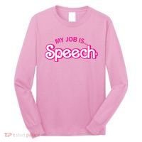 My Job Is Speech Therapist SLP Retro Pink Style Speech Gift Long Sleeve Shirt thumb 0