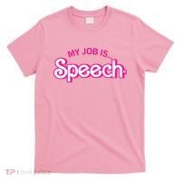 My Job Is Speech Therapist SLP Retro Pink Style Speech Gift T-Shirt thumb 0