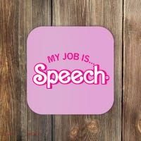 My Job Is Speech Therapist SLP Retro Pink Style Speech Gift Coaster thumb 0