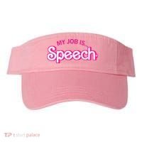 My Job Is Speech Therapist SLP Retro Pink Style Speech Gift Visor thumb 0