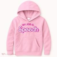 My Job Is Speech Therapist SLP Retro Pink Style Speech Gift Kids Hoodie thumb 0