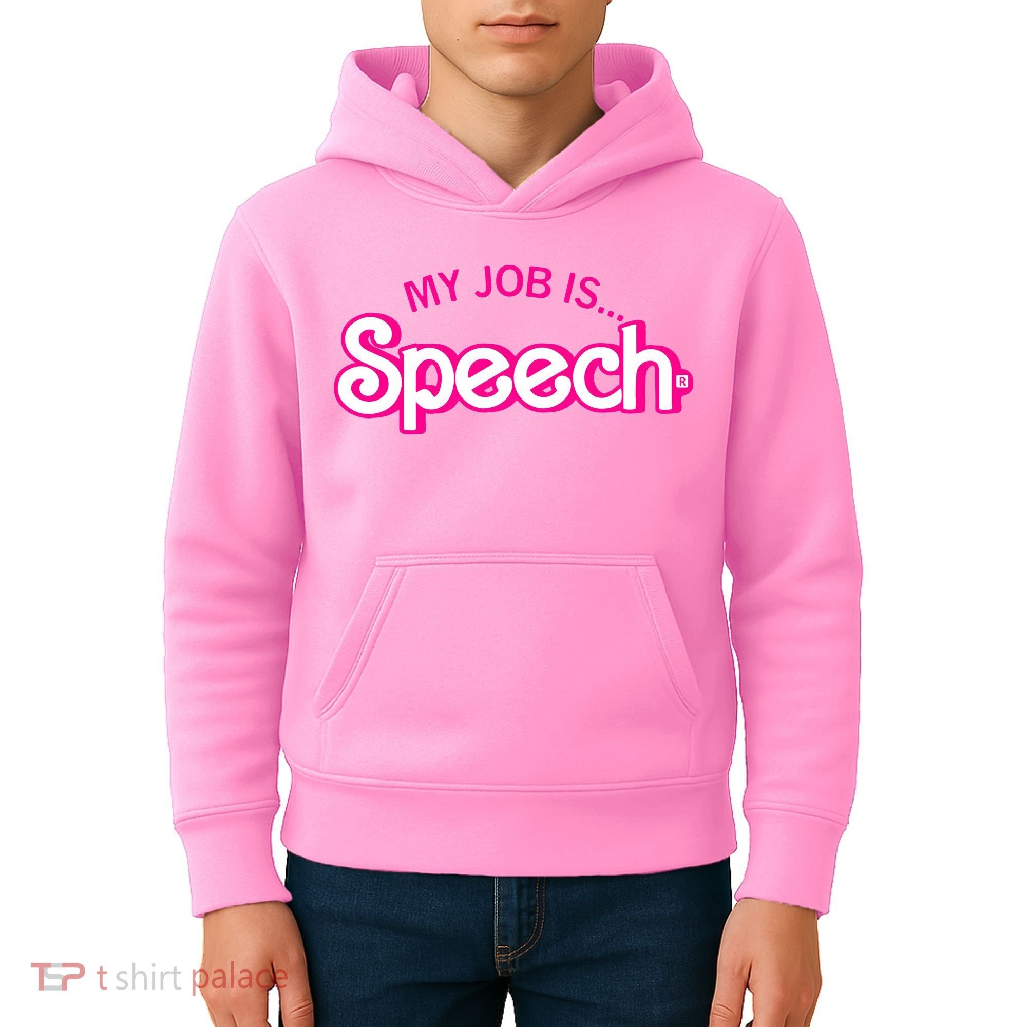 My Job Is Speech Therapist SLP Retro Pink Style Speech Gift Kids Hoodie