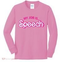 My Job Is Speech Therapist SLP Retro Pink Style Speech Gift Kids Long Sleeve Shirt thumb 0