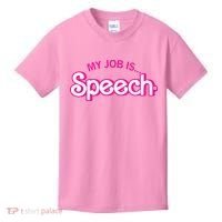 My Job Is Speech Therapist SLP Retro Pink Style Speech Gift Kids T-Shirt thumb 0