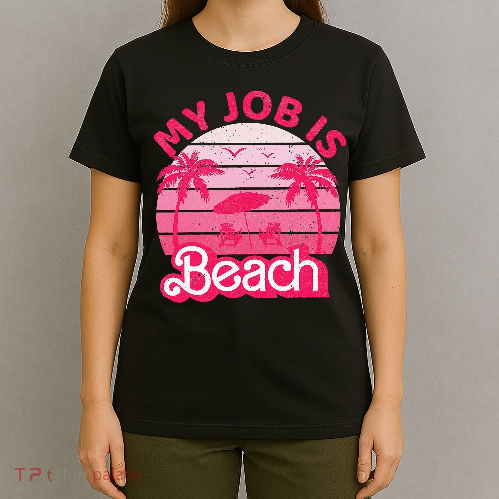 My Job Is Beach Retro Vintage Funny Gift Beach Jobs T-Shirt