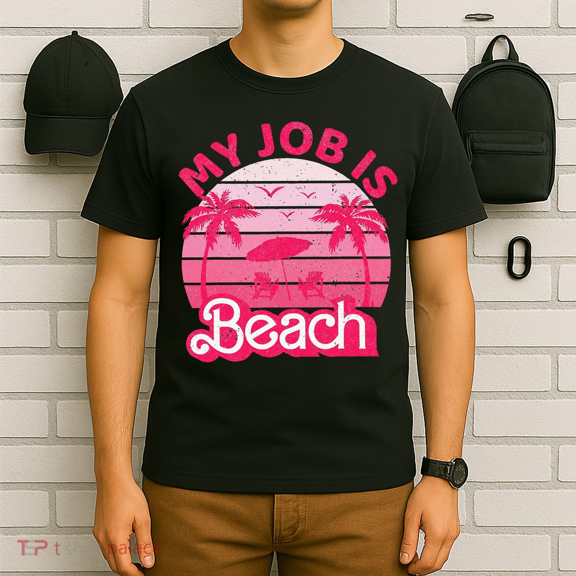My Job Is Beach Retro Vintage Funny Gift Beach Jobs T-Shirt