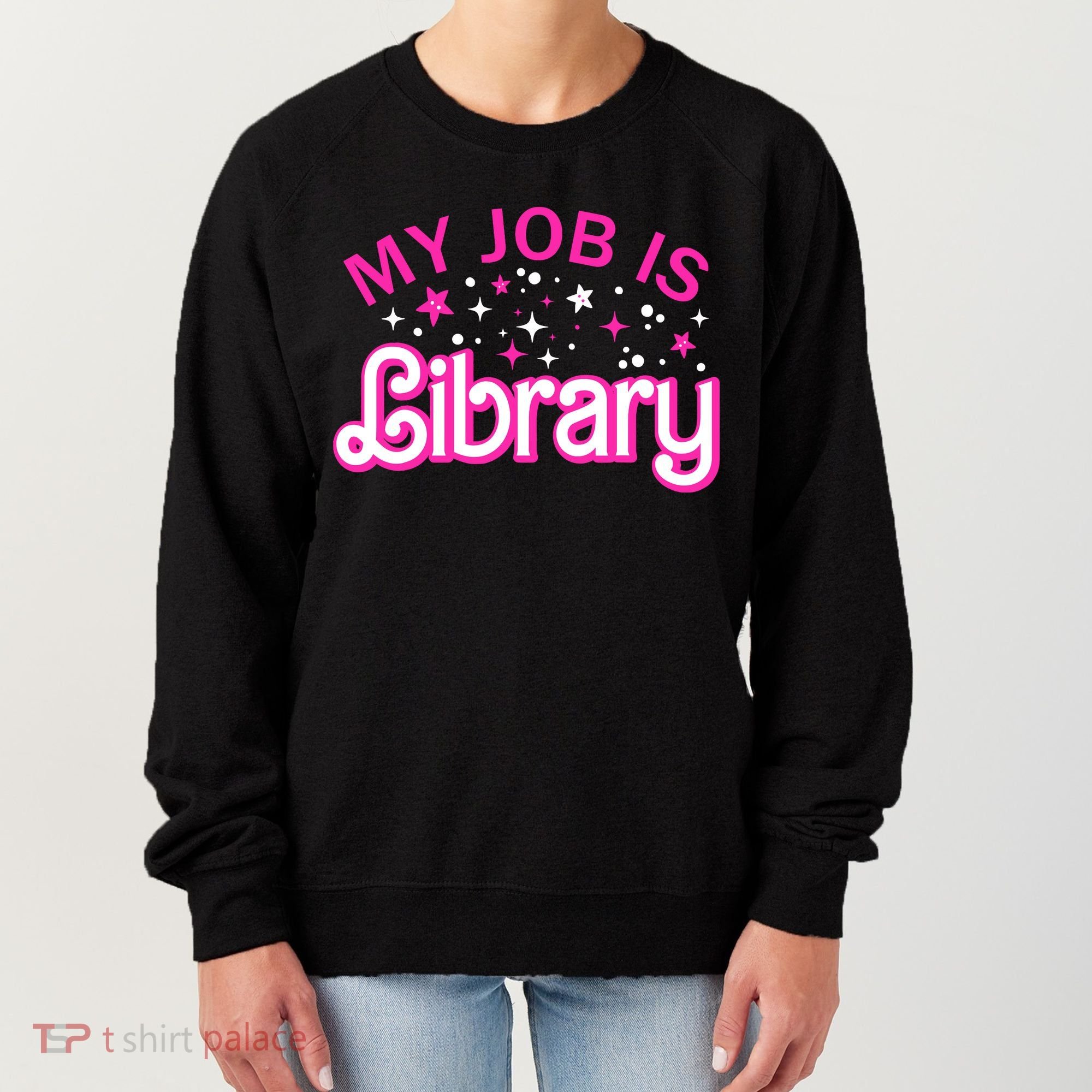 My Job Is A Library Retro Pink Style Reading Books Librarian Women's Sweatshirt