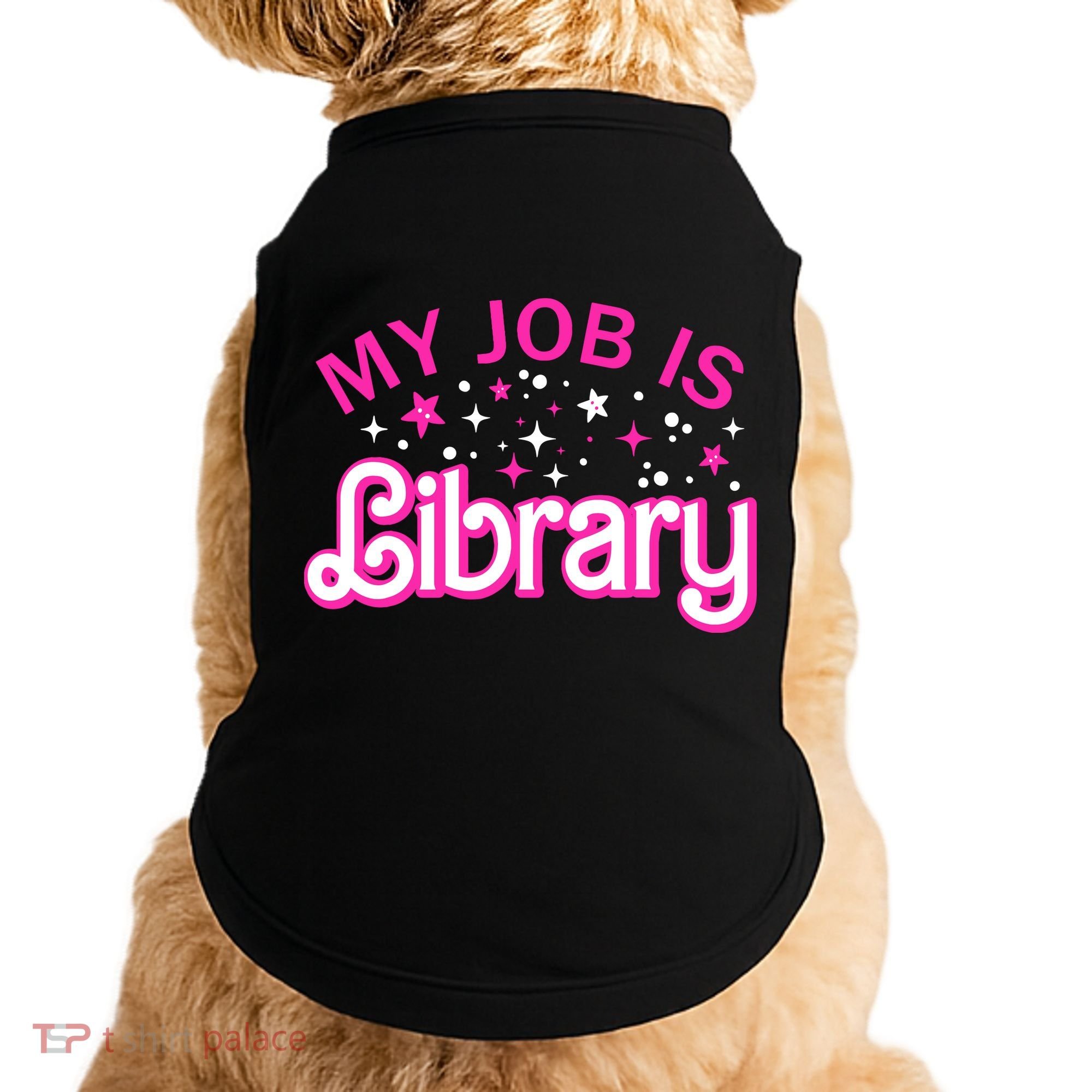 My Job Is A Library Retro Pink Style Reading Books Librarian Doggie Tank