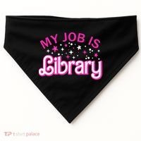 My Job Is A Library Retro Pink Style Reading Books Librarian USA-Made Doggie Bandana thumb 0