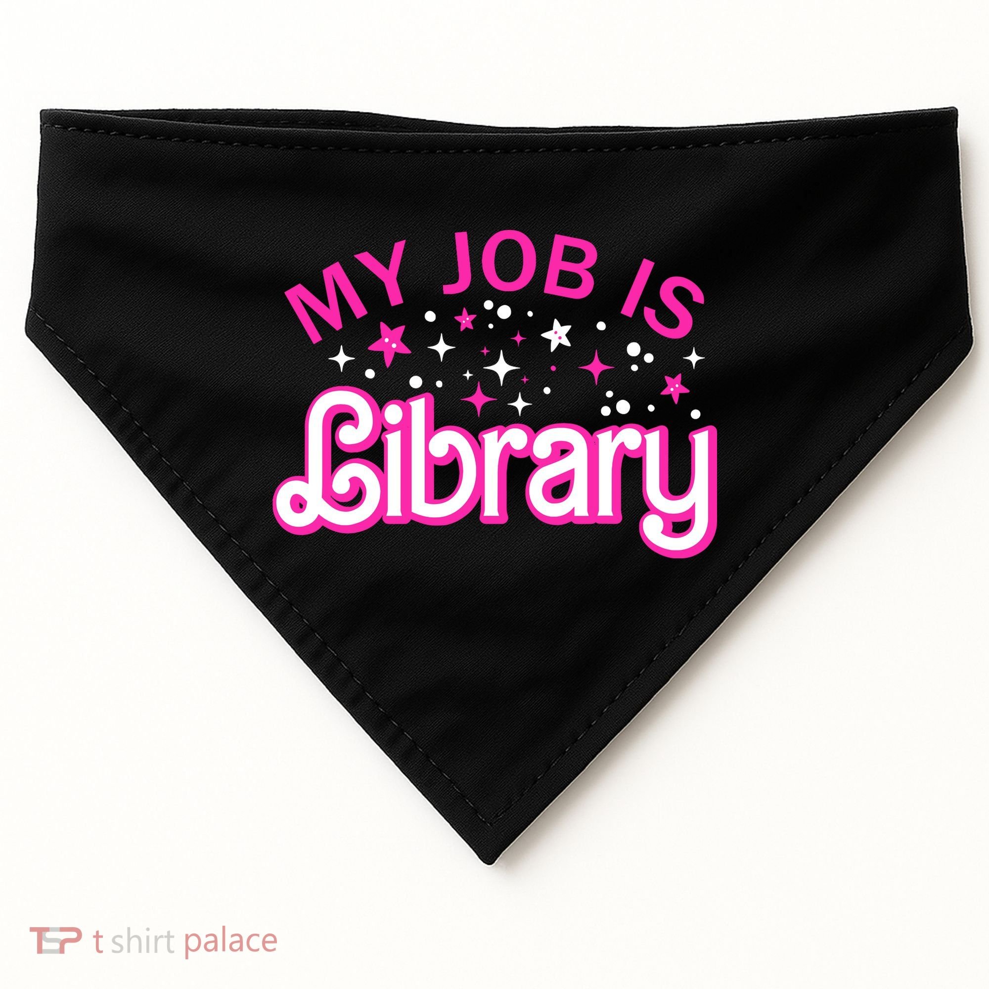 My Job Is A Library Retro Pink Style Reading Books Librarian USA-Made Doggie Bandana
