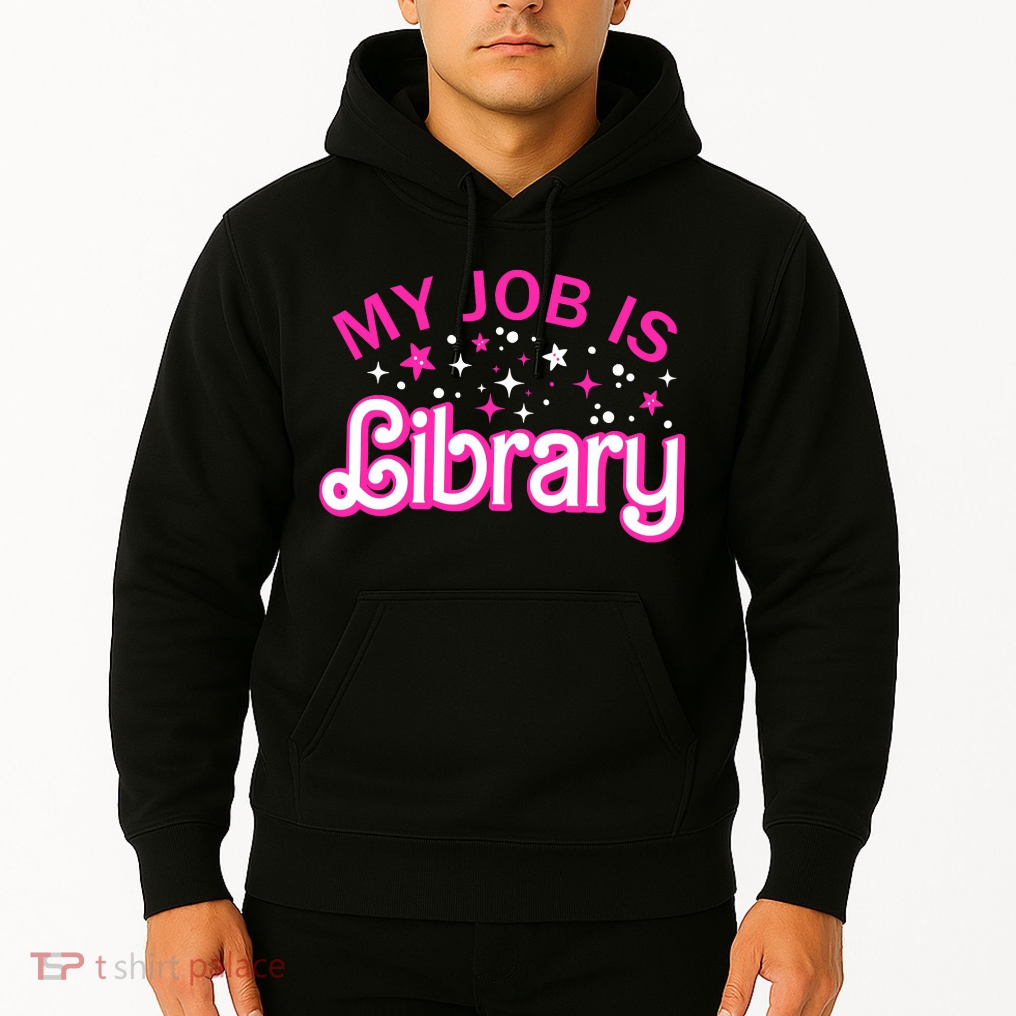 My Job Is A Library Retro Pink Style Reading Books Librarian Hoodie