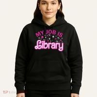 My Job Is A Library Retro Pink Style Reading Books Librarian Hoodie thumb 5