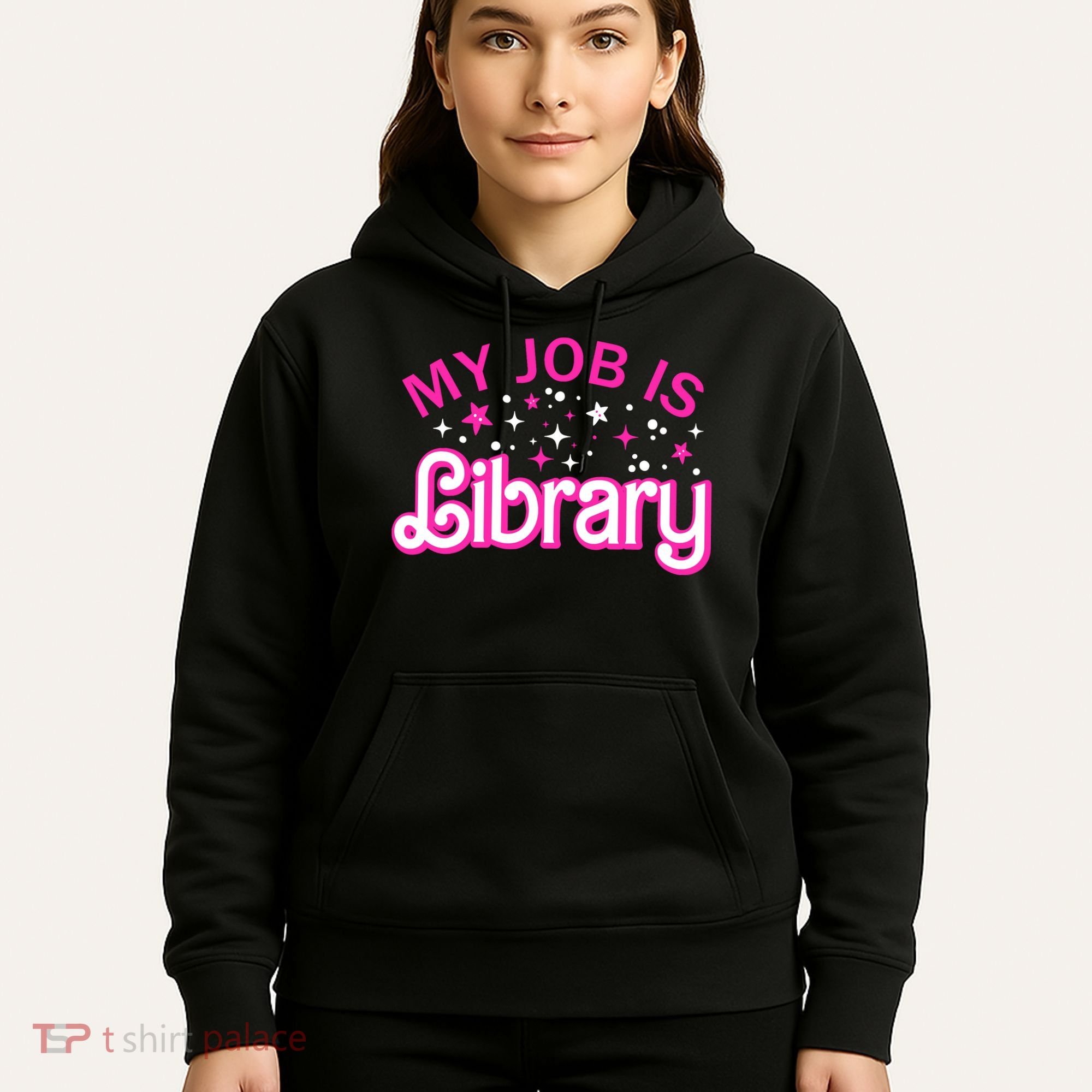 My Job Is A Library Retro Pink Style Reading Books Librarian Hoodie