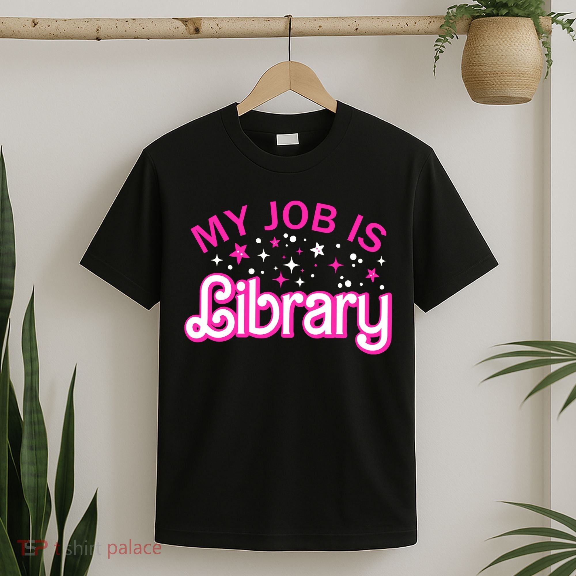 My Job Is A Library Retro Pink Style Reading Books Librarian T-Shirt