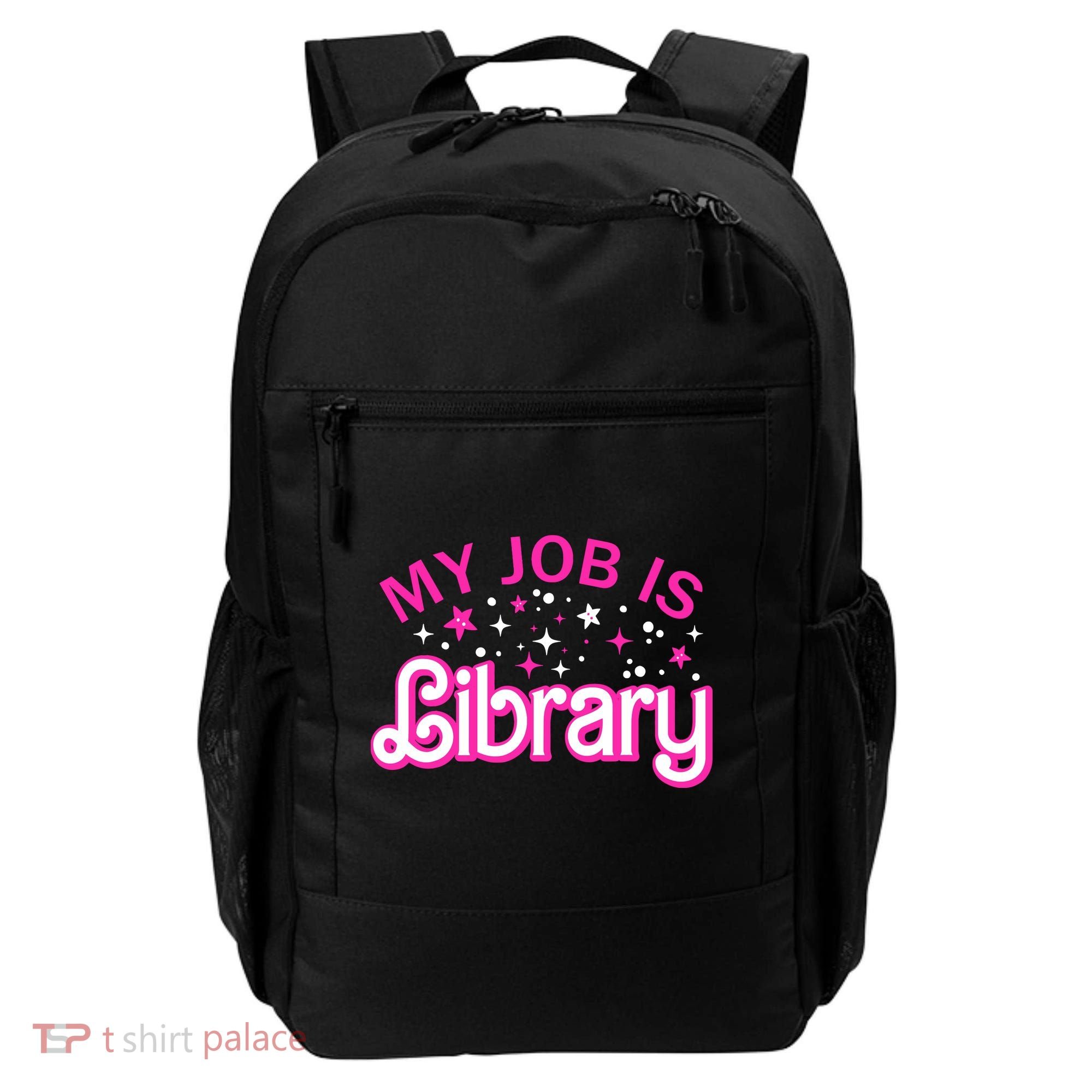 My Job Is A Library Retro Pink Style Reading Books Librarian Backpack