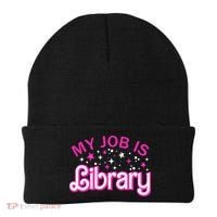 My Job Is A Library Retro Pink Style Reading Books Librarian Beanie thumb 0