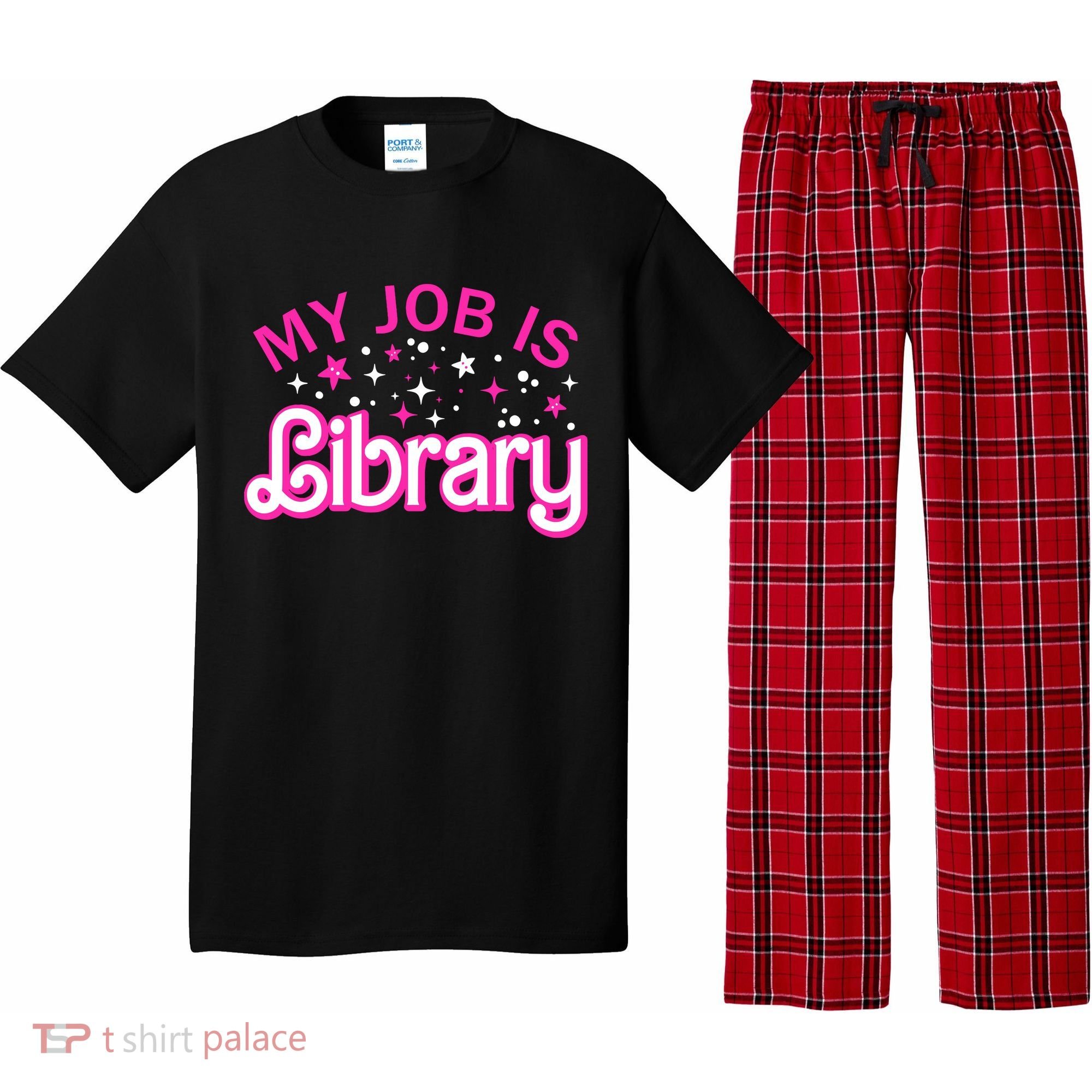 My Job Is A Library Retro Pink Style Reading Books Librarian Pajama Set