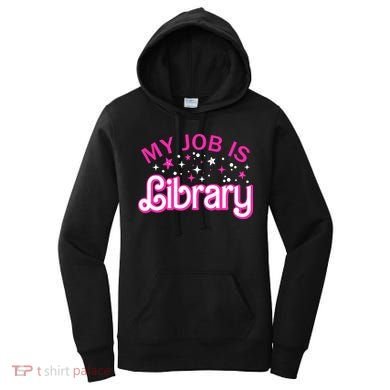 My Job Is A Library Retro Pink Style Reading Books Librarian Women's Hoodie