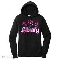 My Job Is A Library Retro Pink Style Reading Books Librarian Women's Hoodie thumb 0