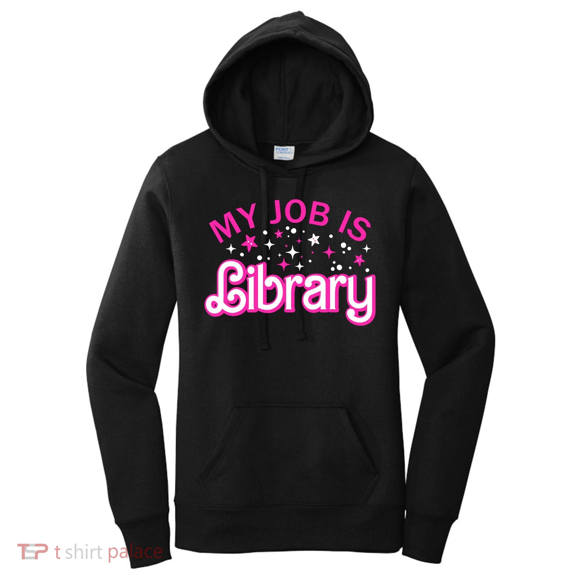 My Job Is A Library Retro Pink Style Reading Books Librarian Women's Hoodie