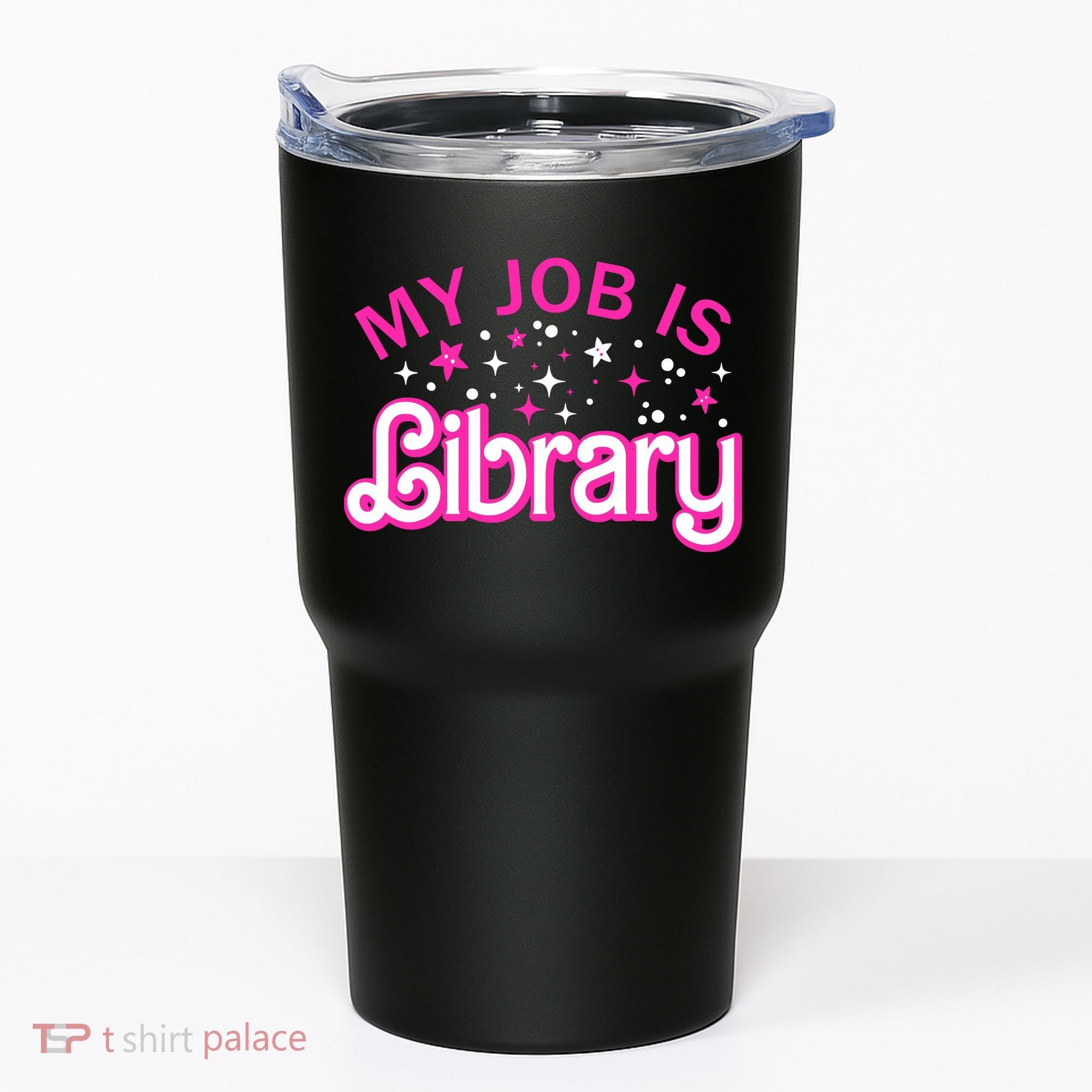 My Job Is A Library Retro Pink Style Reading Books Librarian Tumbler