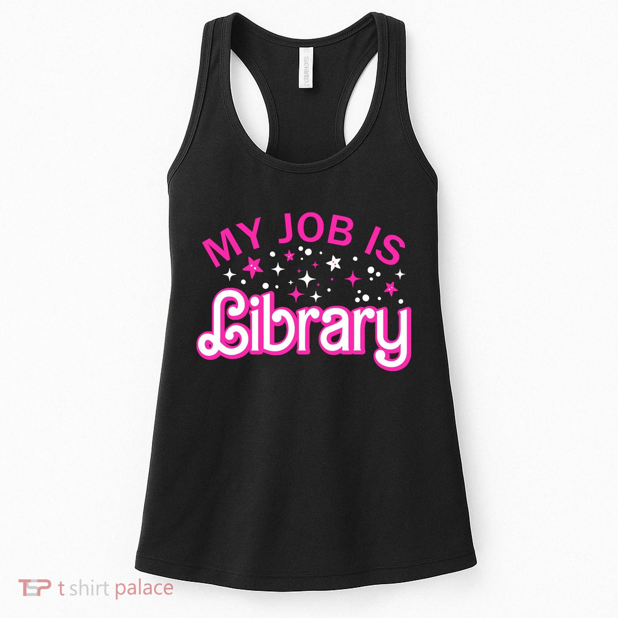 My Job Is A Library Retro Pink Style Reading Books Librarian Women's Tank Top