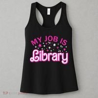 My Job Is A Library Retro Pink Style Reading Books Librarian Women's Tank Top thumb 3