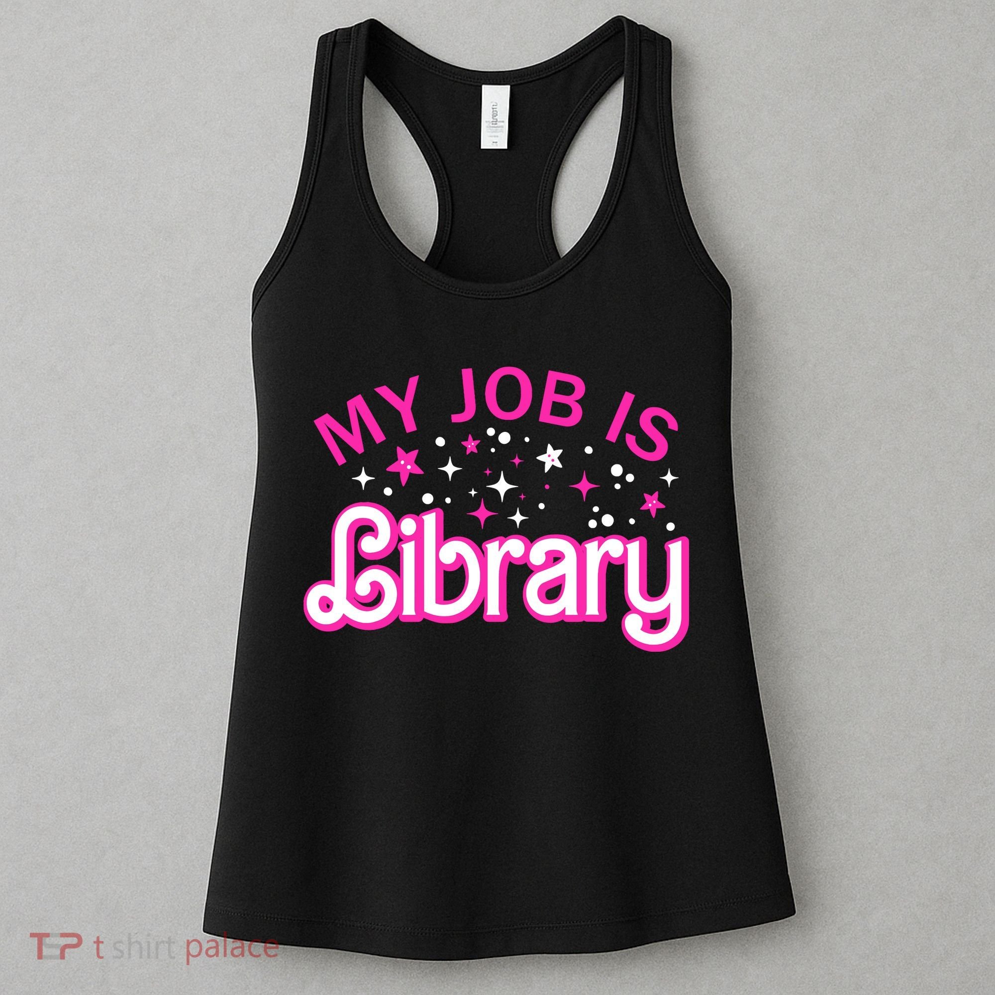 My Job Is A Library Retro Pink Style Reading Books Librarian Women's Tank Top