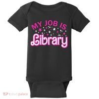 My Job Is A Library Retro Pink Style Reading Books Librarian Baby Bodysuit thumb 0