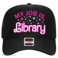 My Job Is A Library Retro Pink Style Reading Books Librarian Hat thumb 0