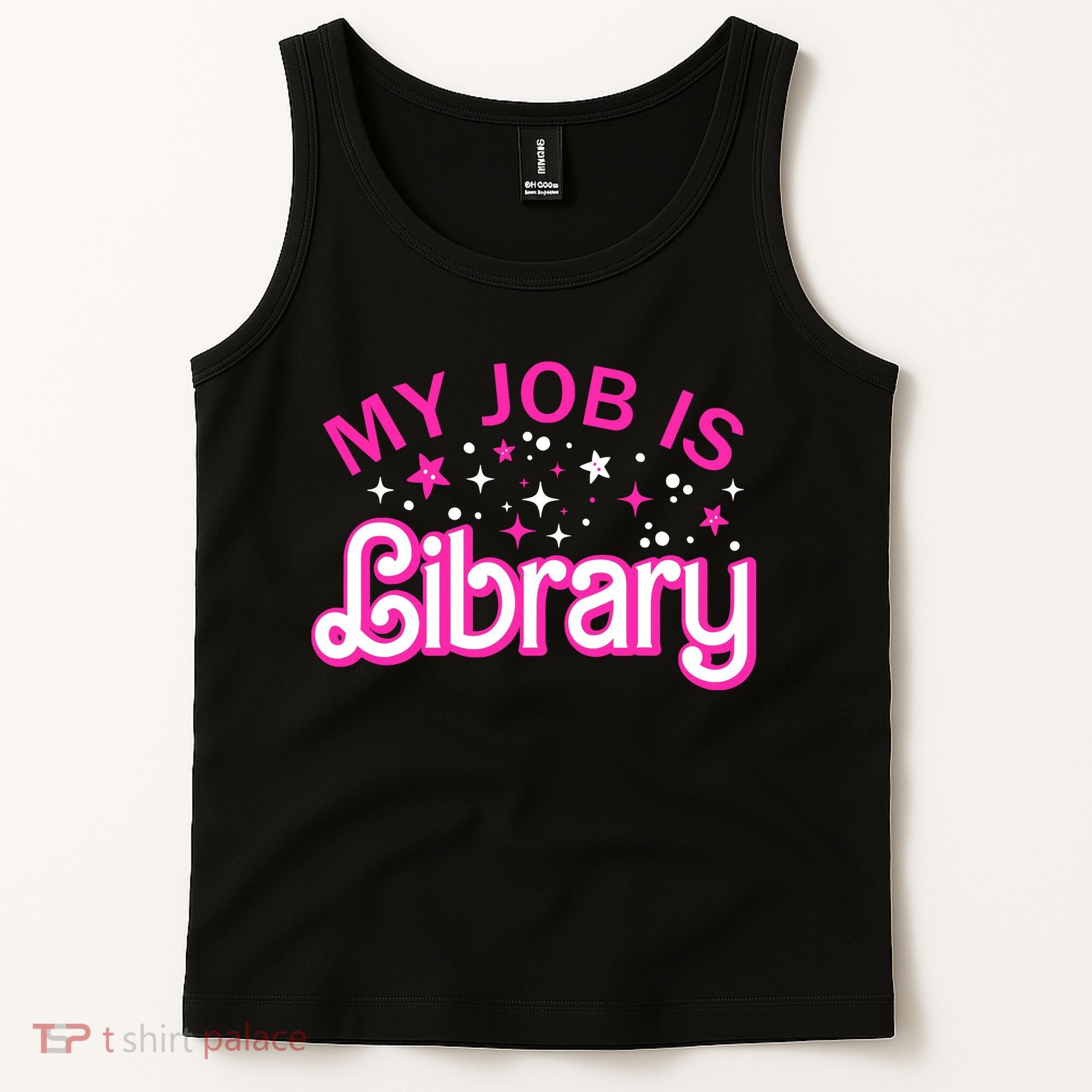 My Job Is A Library Retro Pink Style Reading Books Librarian Tank Top