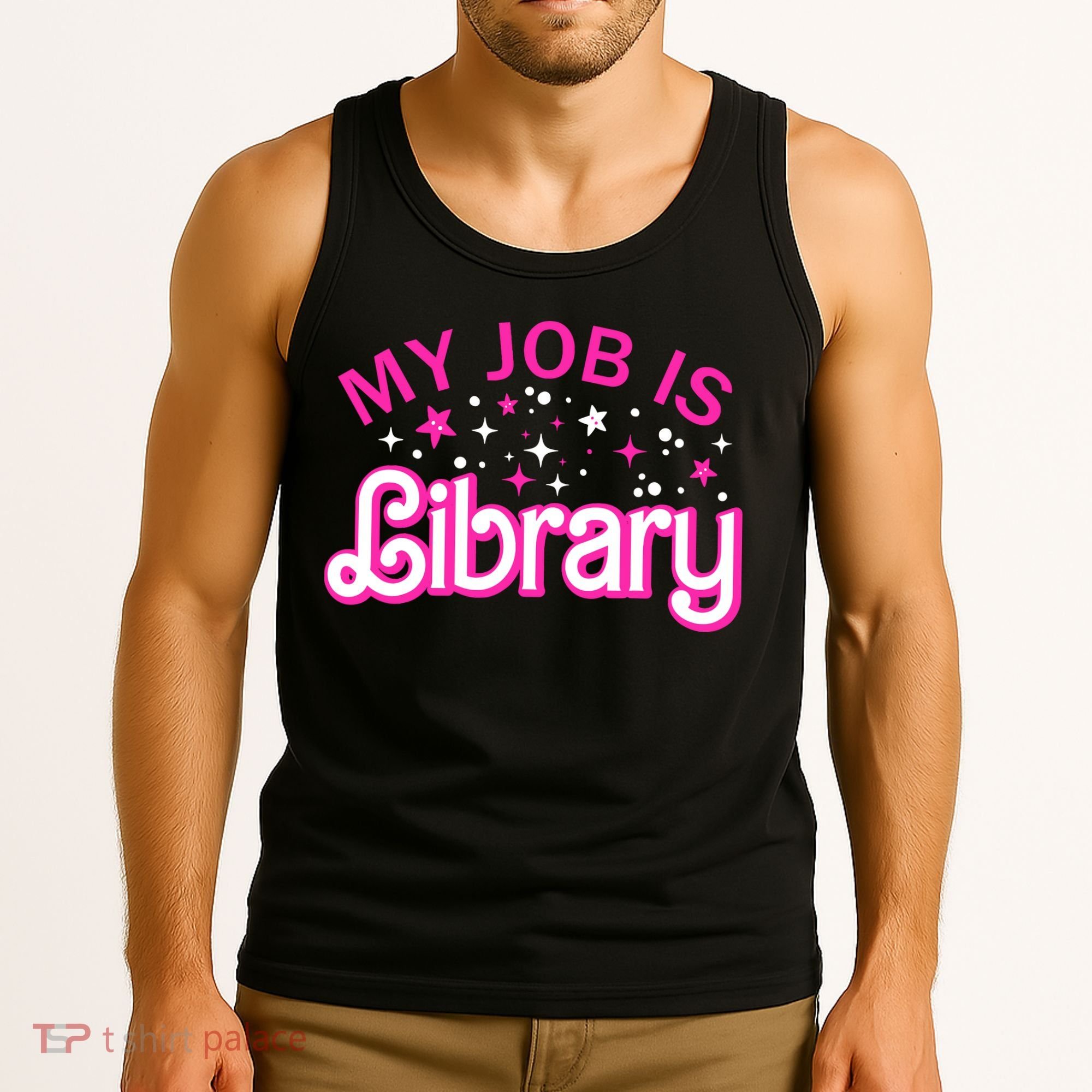 My Job Is A Library Retro Pink Style Reading Books Librarian Tank Top