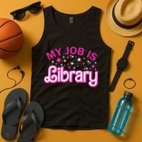 My Job Is A Library Retro Pink Style Reading Books Librarian Tank Top thumb 4