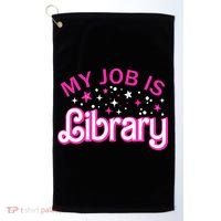 My Job Is A Library Retro Pink Style Reading Books Librarian Golf Towel thumb 0